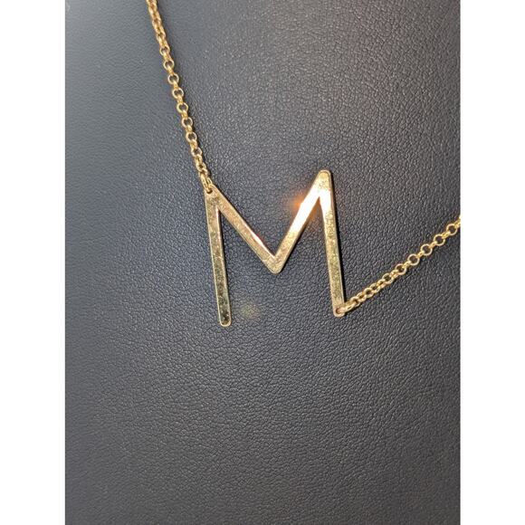 Marked 925 Sterling Vermeil Initial 'M' Pendant Chain 18" Necklace - Picture 2 of 6